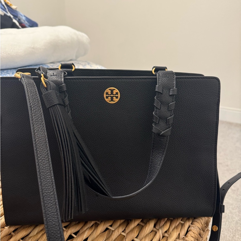 Tory Burch Black Leather Tote Bag